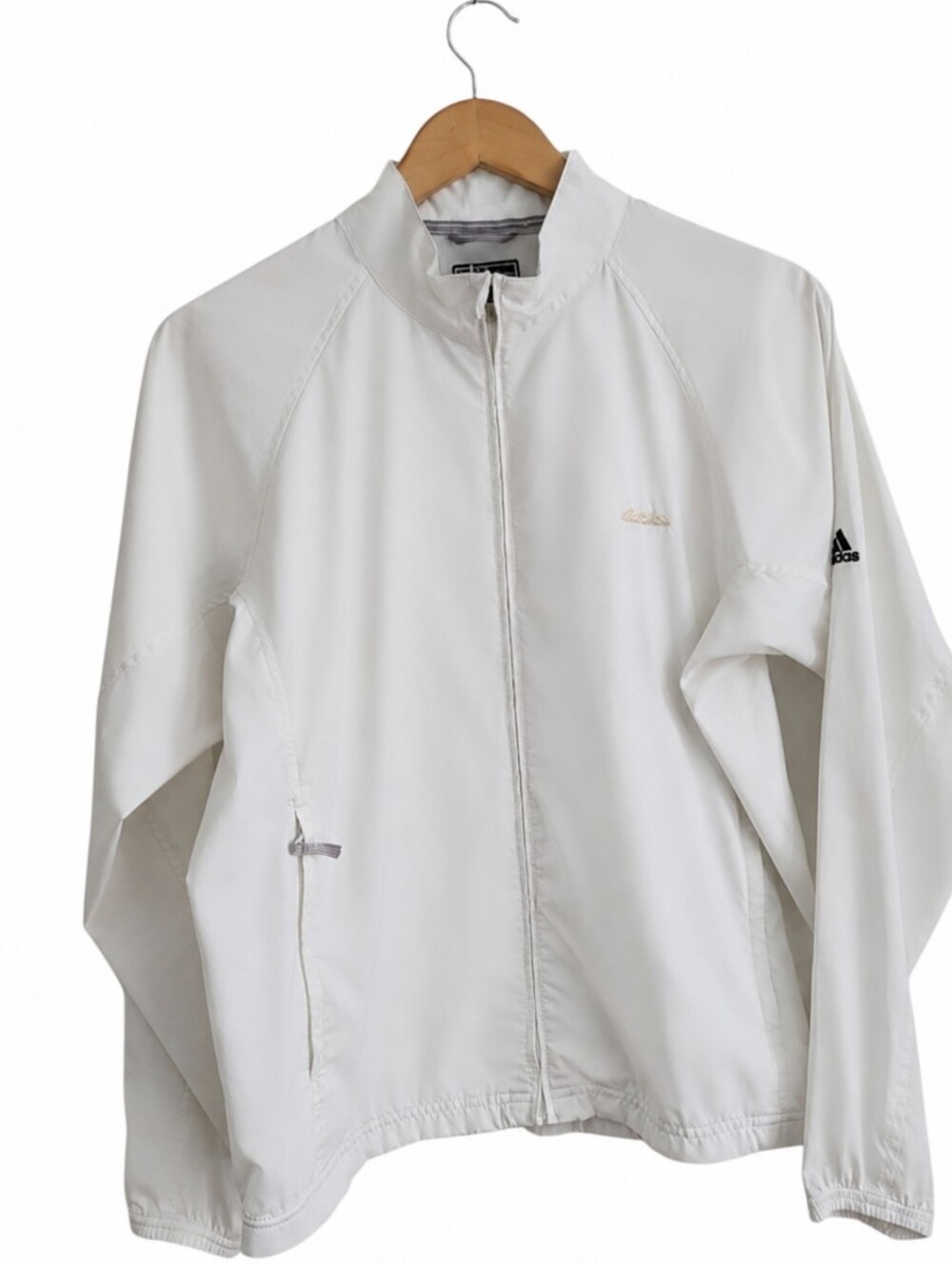 ADIDAS Track Jacket Streetwear White Sporty Full Zip Medium
